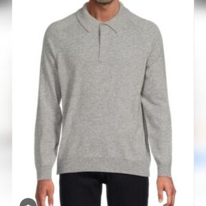 NWT, Magaschoni Gray Cashmere Polo Sweater Sz L